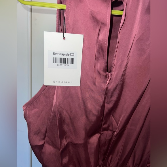 Hello Molly mini cocktail dress, one sleeve, rose purple color, size xs - Picture 3 of 4